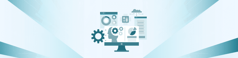 Diagram showing automated regression testing process with gears, charts, and cloud computing icons on a computer screen.