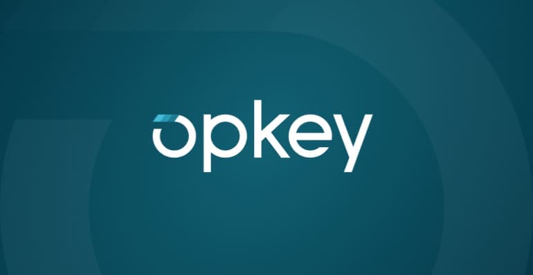 Opkey logo on a teal background