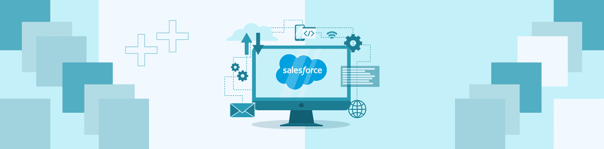 Salesforce application testing: diagram showing cloud integration, coding, and data flow for faster testing.