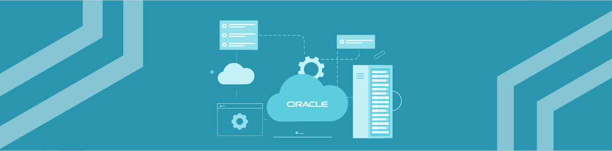 Diagram showing Oracle Cloud integration with various applications and data sources, illustrating process intelligence and test automation.