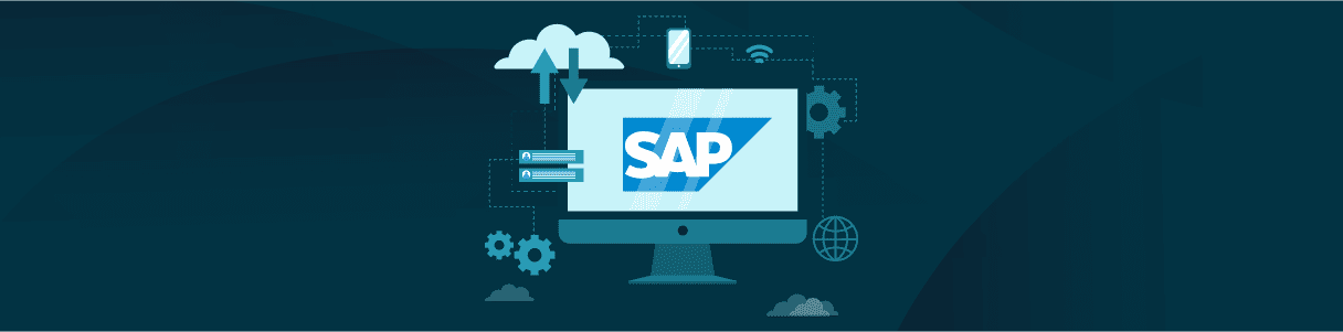 SAP software on computer screen, connected to cloud and mobile devices. User acceptance testing.