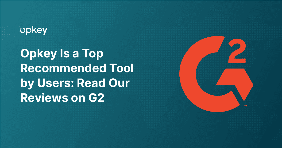 Opkey G2 Top Recommended Tool badge. Read user reviews.