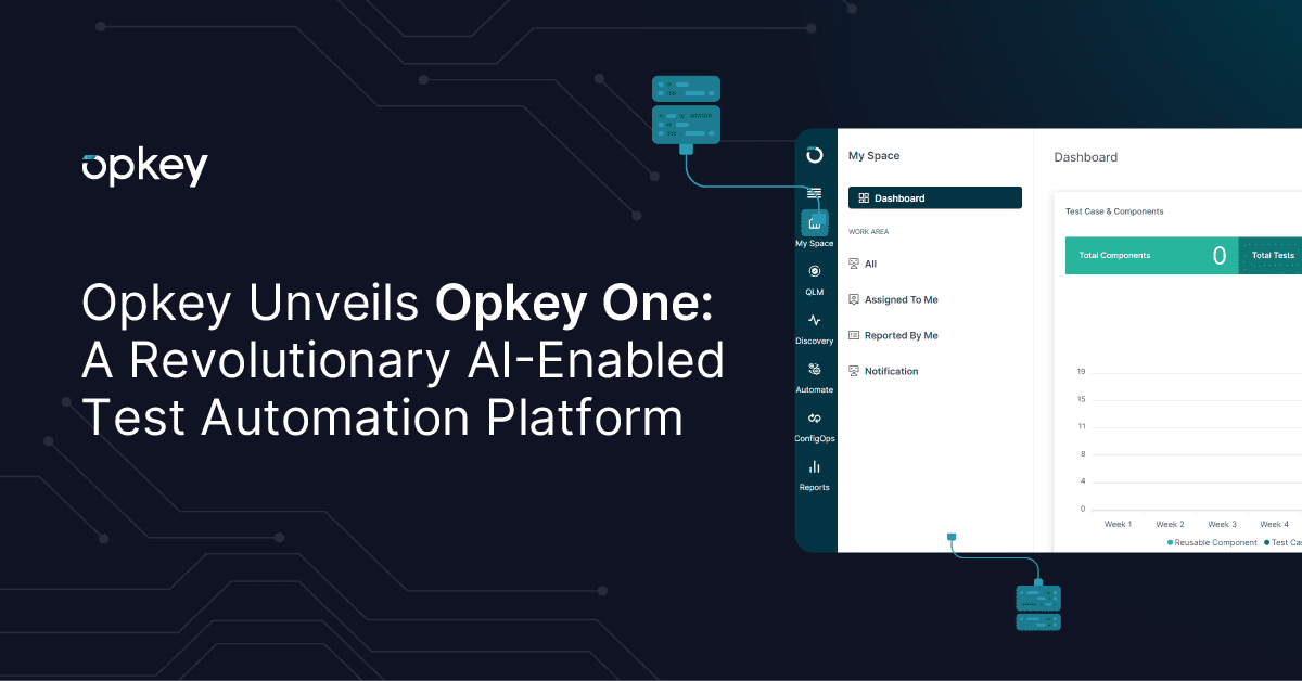 Opkey One AI-enabled test automation platform dashboard