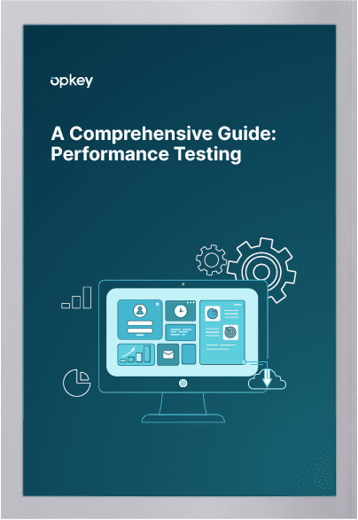 Diagram showing performance testing on a computer screen with graphs and charts.