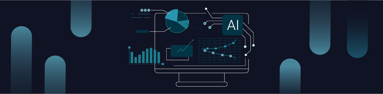 Computer screen displaying AI-powered business analytics, including charts and graphs. Coupa AI insights.