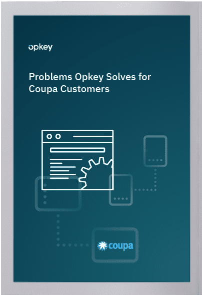 Opkey solves Coupa customer problems: Diagram showing integration of Opkey and Coupa software.