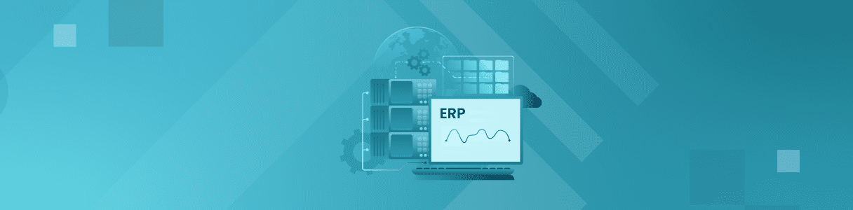 Diagram showing an ERP system with data visualization and cloud integration.