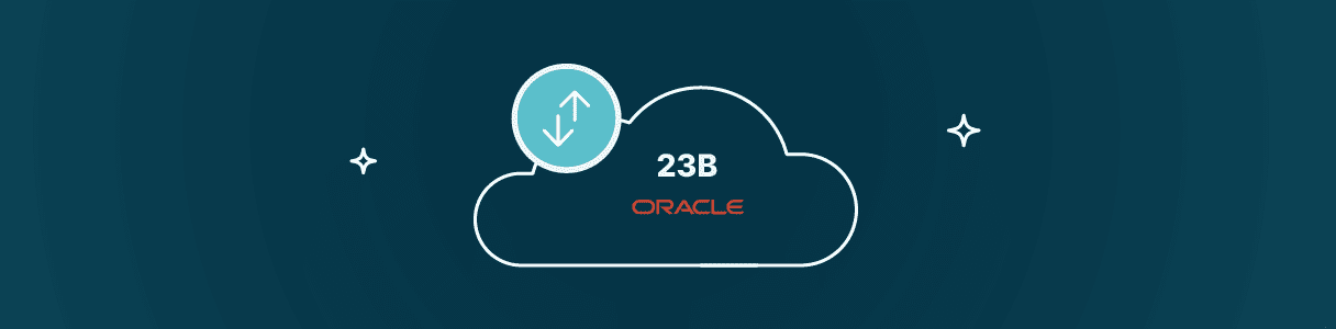 Oracle Cloud 23B release graphic showing data transfer
