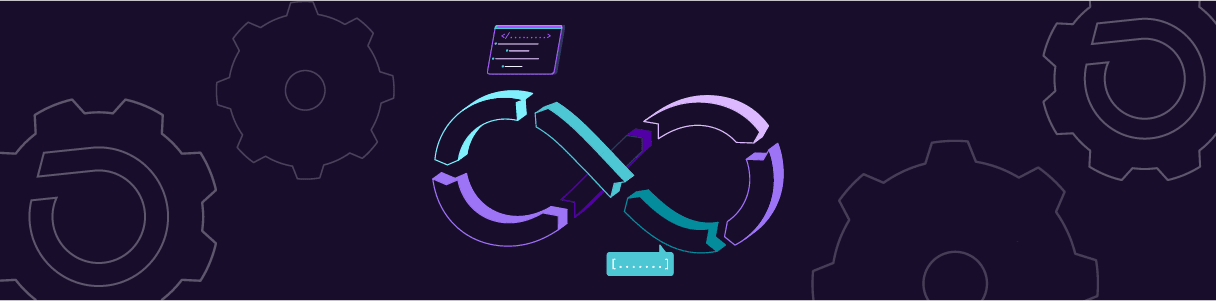 Abstract graphic depicting continuous improvement cycle for enterprise application lifecycle optimization and business agility.