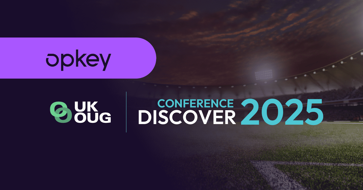 Opkey logo with UK OUG Logo and event title: Conference Discover 2025